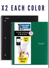 Five Star Spiral Notebook’s W/Study App 1-Subject College Ruled (4 PK) + GWP