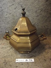 Mała sztuka nr 54, terryna z pokrywką, 8 kwadratowa, odlew mosiężny, brzuch, 3,4 kg, patyna