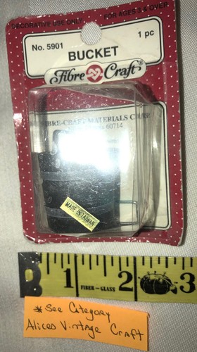 Cubo artesanal de fibra miniatura vintage nuevo en paquete - Imagen 7 de 7