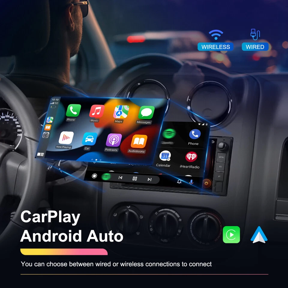 Radio GPS 2+64 GB estéreo para automóvil Apple CarPlay Android 15 para Jeep Wrangler 2007-2017 Foto 4 de 4