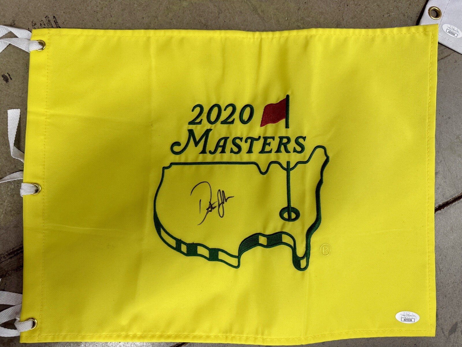 Dustin Johnson Autographed Signed 2020 MASTERS GOLF PIN FLAG JSA 