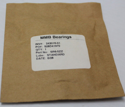 MMB SR6-5ZZ Deep Groove Ball Bearings 0.5000 x 0.8750 x 0.2812 New