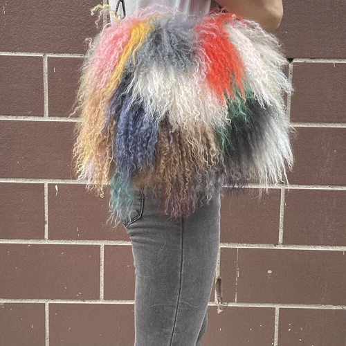 Long Curl Lamb Fur Mongolian Genuine Sheep Fur Bag Handbag Women's Bags Handbags - Picture 30 of 30