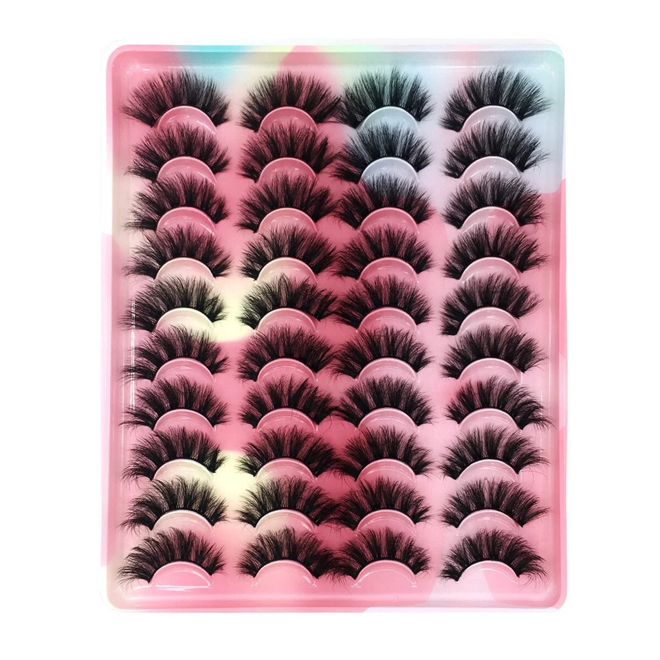 20 Paar 3D Echthaar Wimpern 100% Mink Lashes Fake False Faux Eyelashes HL04