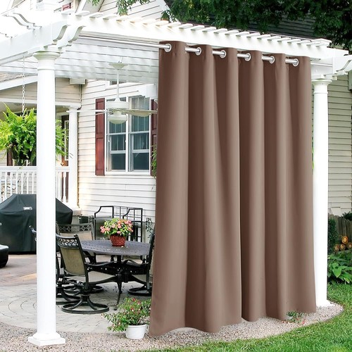 Versatile Mocha Blackout Grommet Curtains – Waterproof for Indoor/Outdoor Use - Picture 3 of 9