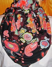 Wild Rag Scarf Western Cowboy Buckaroo Scarves Paisley black red green 36"