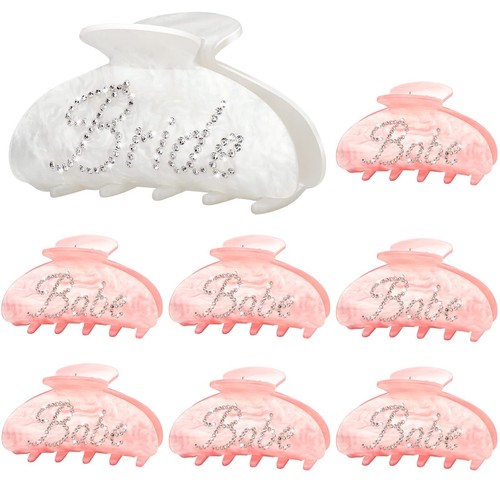 8 Pcs Bride Claw Clip Bachelorette Party Decorations Acrylic Rhinestone Bride...