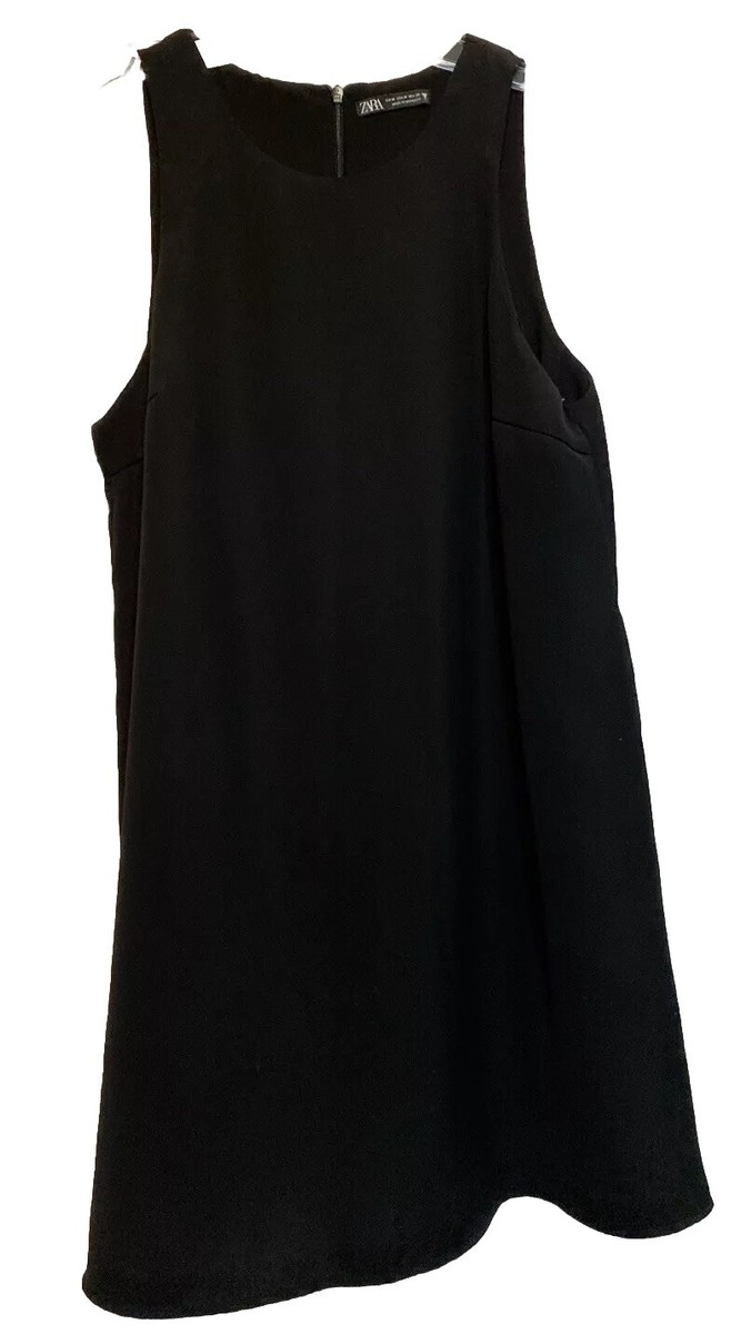 chinese dress ladies Zara Womens Black Gold Button Long Sleeve Knit Mini A Line Sweater Dress  Size S