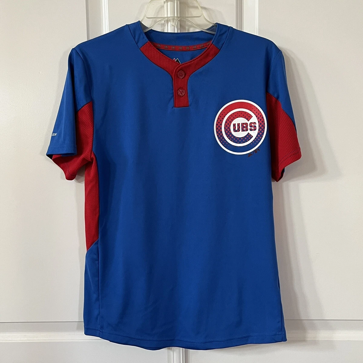 Majestic Chicago Cubs Jersey Youth Boy Shirt XL Blue Short Sleeve