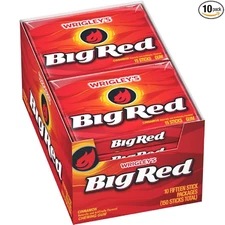 BIG RED WRIGLEY'S Cinnamon Chewing Gum Bulk Pack 15 Count Pack of 10
