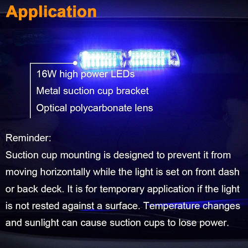 16LED Blau Auto Blitzlicht Frontblitzer Warnleuchte Dash Strobe Notfall Warnung - Picture 4 of 11