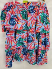 Tabitha Brown for Target Skirt sz 4X Colorful Tropical Floral Print Blue Tiered