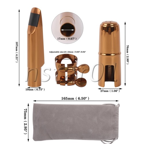 Tenor B Flach Saxophon Mundstück 9# Klemmkappe Set für Jazz Pop Musik Roségold - Bild 7 von 7