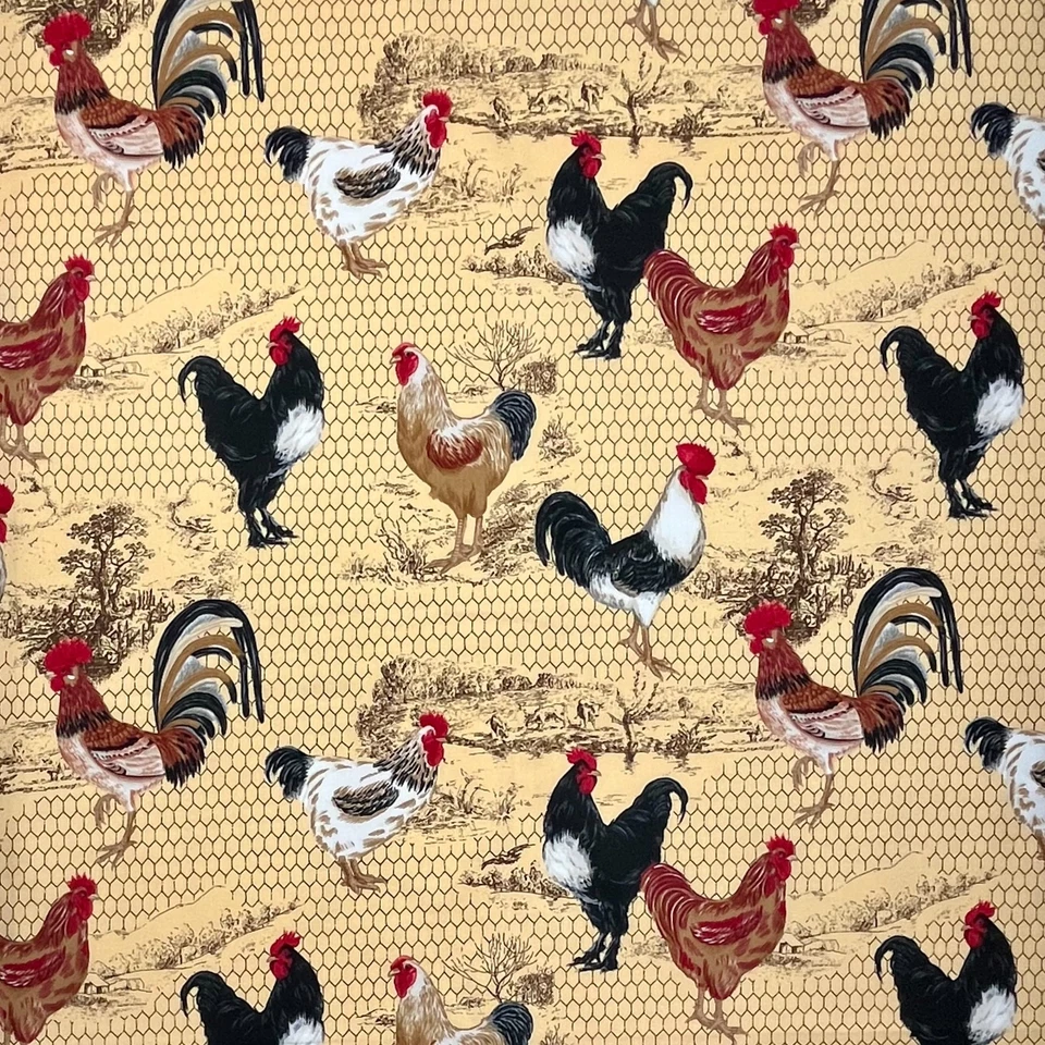 Gallos y Pollos Tela Countryside Inn por RJR 2005 1,25 YARDAS 100 % Algodón Foto 4 de 4