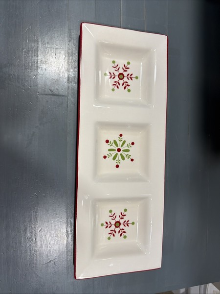 "Plato de caramelo dividido de Navidad del mercado mundial 16"" Portugal"
