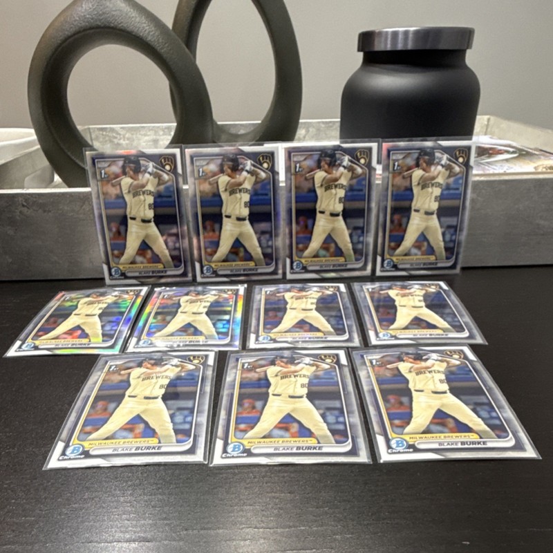 Bowman Chrome 2024 Blake Burke Prospect Lot - Milwaukee Brewers MLB - 11 Cards