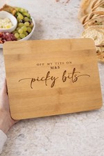 M&S Picky Bits Engraved Bamboo Rustic Wood Serving Board Cheese Chopping Board