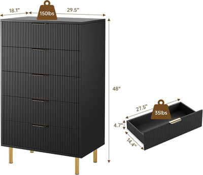 slim fit dress slacks Kendall 6-Drawer Dresser Black and Gold main image 0