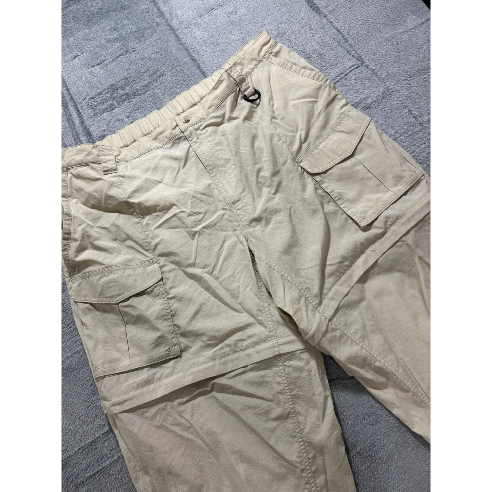 Columbia Convertible Cargo Pants Beige Hiking Outdoor Zip Off Nylon Sz XXL