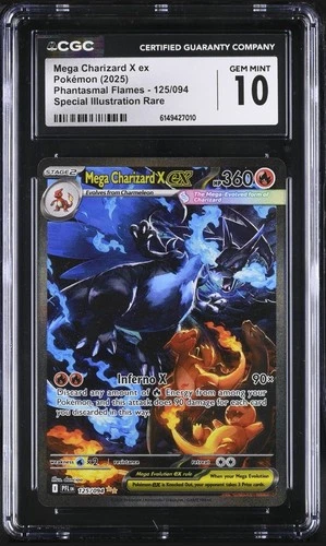 2025 Pokemon Phantasmal Flames #125/094 Mega Charizard X ex CGC 10