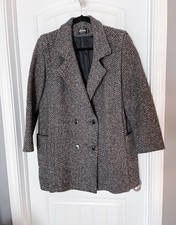Vintage Arlette Coat Womens MED Wool USA Confetti Tweed 80s 90s