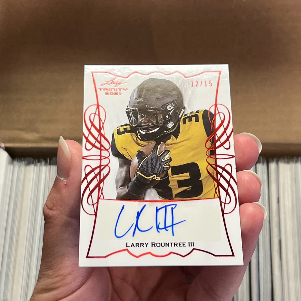 Larry Rountree III 2021 Leaf Trinity Auto Red RC /15 SSP #TPA-LR3 Missouri - Image 4 of 4