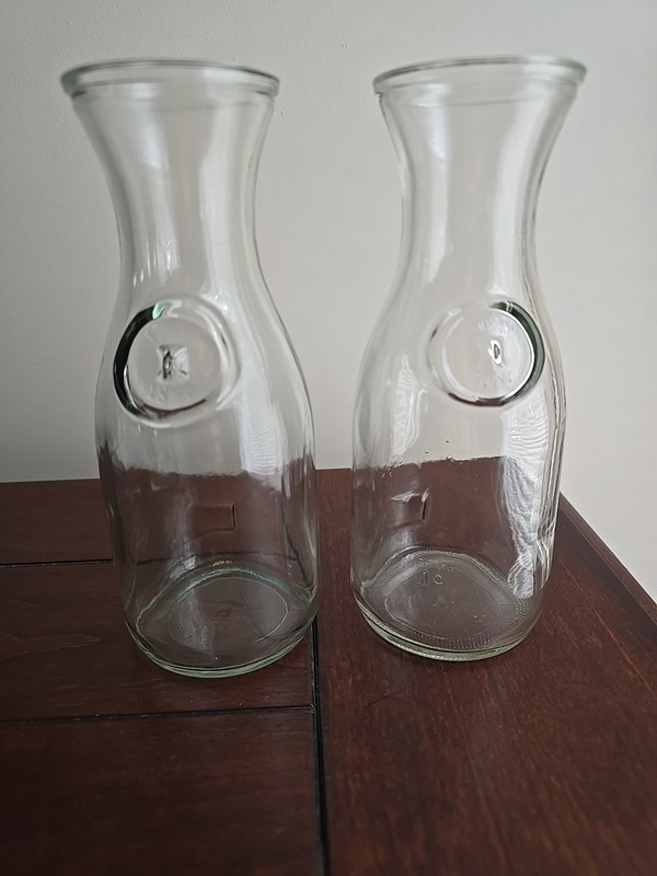 2 Vintage Embossed Paul Masson Since 1852 Milk Jugs In Mint Condition! 