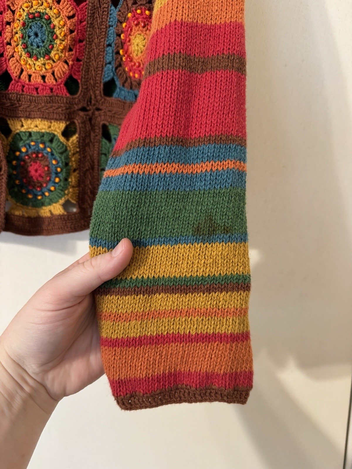 Reference Point Rainbow Patchwork Crochet Cropped… - image 8