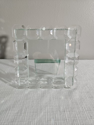 Mikasa Style Crystal Topaz Cut Glass Picture Frame 5x5 For 3x3 Photo - Picture 1 of 3