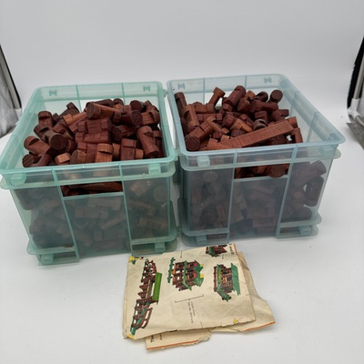 #ad Vintage Wooden Build Blocks HUGE Lot CLEAN 1.5quot; 300 Logs Lincoln Style $24.99