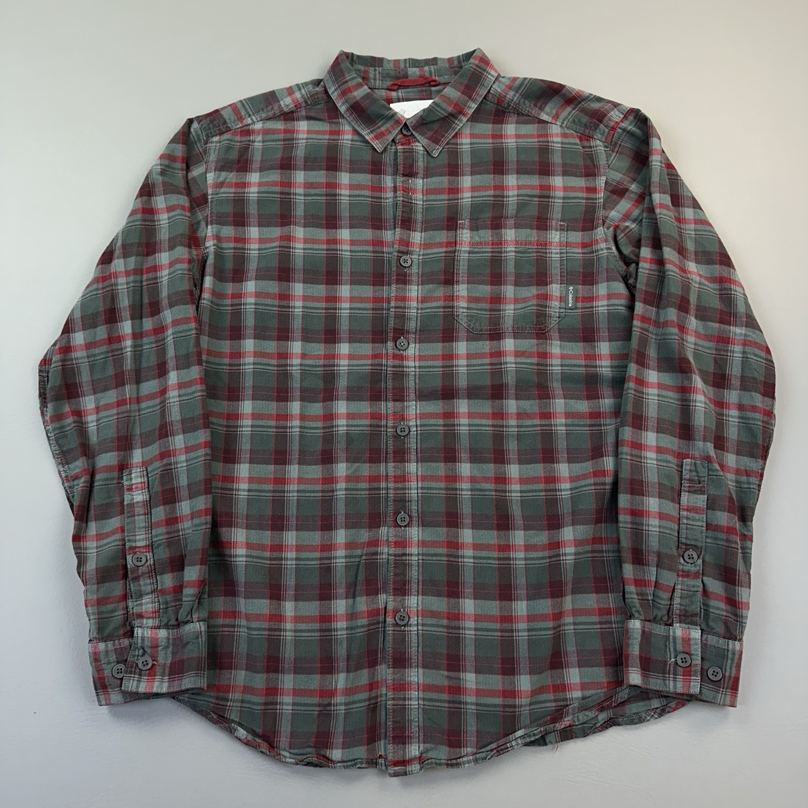 Columbia Vapor Ridge III Shirt Mens Large Gray Plaid Flannel