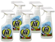 FIT Organic Fruit and Vegetable Wash Spray Bottle White, Clear, 12 Fl Oz 5 Pack