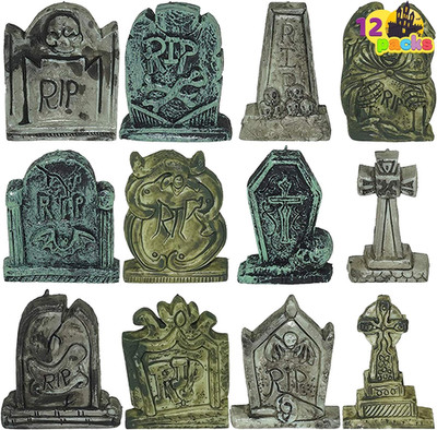 12 Packs Halloween Miniature Tombstones Decorations Outdoor, RIP Graveyard Tombs