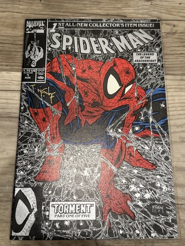 Spider-Man #1 Black And Silver Edition Signed By Todd McFarlane Red Web Stamp