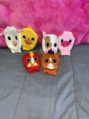 Excellerations Farm Hand Puppets Set Of  6 Pig Cow Duck Learning Resource NEW