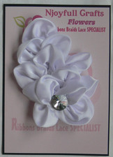 Oval SATIN 4x Layers WHITE 80x110mm Flower 16mm Diamante Dress Pin/Hair Clip DAf