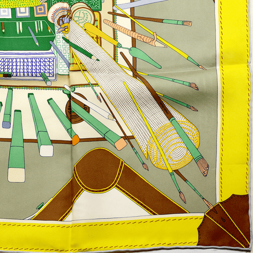 Neu im Karton Hermes Schal BAGAGE A MAIN 90 cm Seide Carre ROSA MARIA UNDA SOUKI - Bild 7 von 8