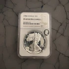 1986 S EAGLE PF69 ULTRA CAMEO -ASE GOLD Label NGC With Exceptional Cameo Sticker