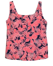 Lands' End Tankini Swim Top 20W Chlorine Resistant Underwired Lily/Navy Palm NEW
