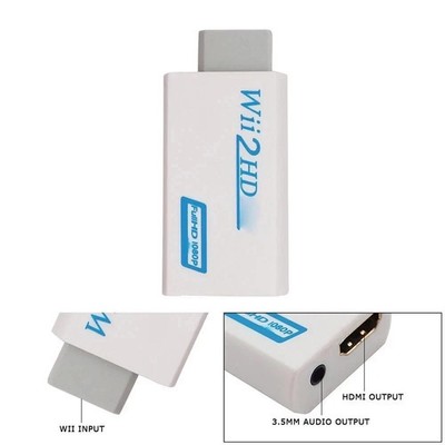 Portable Wii to HDMI Wii2HDMI Full HD Converter Audio Output Adapter TV Black
