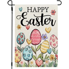 Easter Garden Flag Eggs 12x18 Inch Double Sided Holiday Decoration for Outdoor..