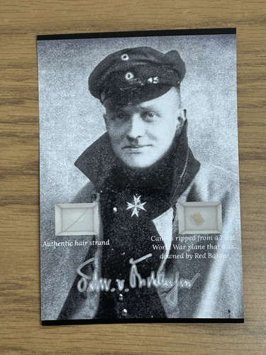 Manfred von Richthofen Red Baron Hair Strand & Plane Canvas Piece Relic Display - Picture 1 of 6