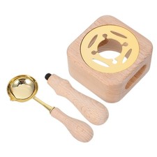 1 Set Wax Seal Spoon and Furnace Warmer with Ergonomic Wooden Handle for Craft