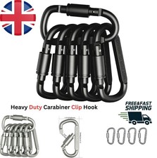 UK 6X Screw Lock Heavy Duty Carabiner Clip Hook Keychain D-Ring Buckle Climbing