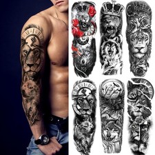 6 Hojas De Tatuajes Temporales Realistas De Le n Y Lobo, Impermeables.