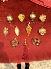 VTG Lot 11 Burgundy Gold velvet ornament with gold detailing Heavy Beautiful