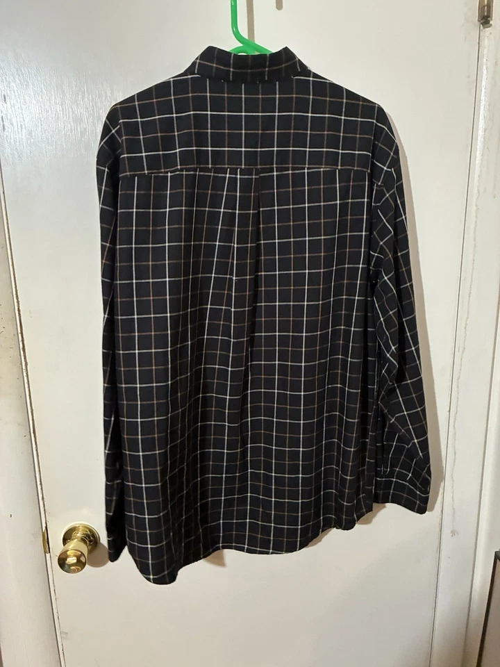 Camisa Consensus Sportswear Adulto Grande Negra A Cuadros Manga Larga Con Botones Foto 4 de 4