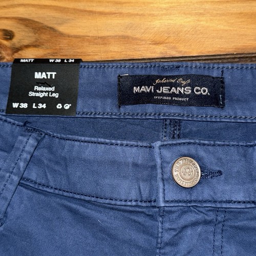 Mavi Matt Twill Jeans Herren 38x34 Navy Blau Relaxed Straight Leg Hose Freizeit NEU - Bild 3 von 8