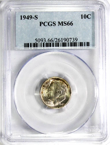 1949-S Roosevelt Dime PCGS MS66 #GA6-39 "90% Silver"