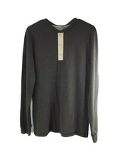 3.1 PHILLIP LIM MENS Long Sleeve HENLEY SHIRT - NWT Size Small - Gray Round Neck